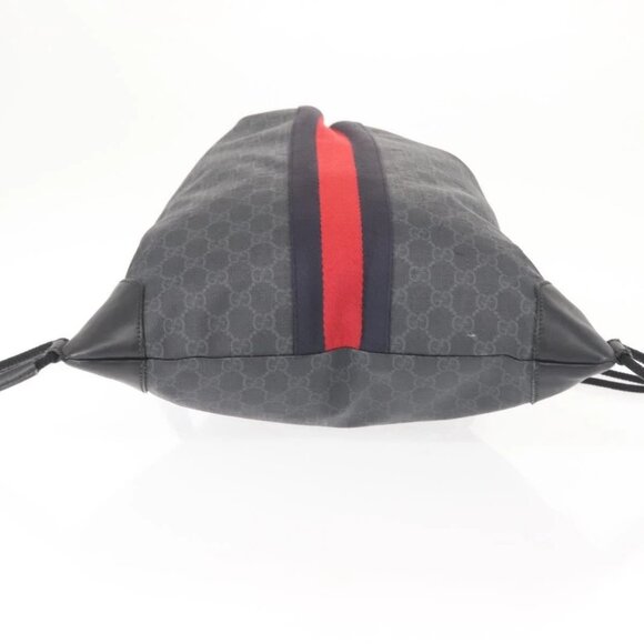 GUCCI GG Supreme Sherry Line Backpack PVC Black Auth BA5738 - Picture 2 of 15